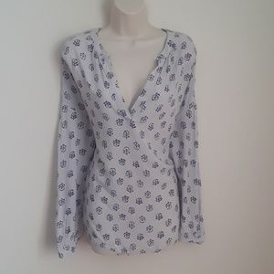 Old Navy Cacoon Print Light Blue Blouse Size L I8
